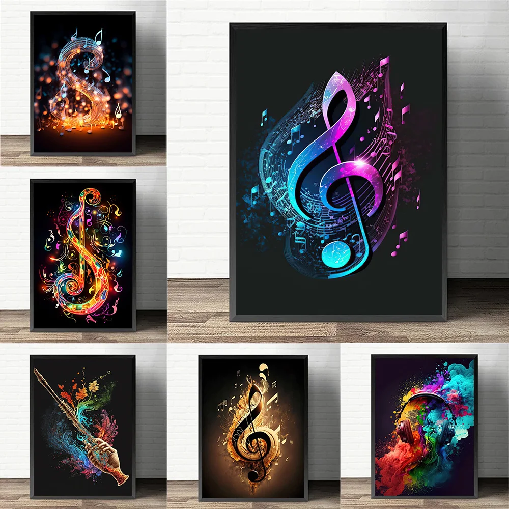 Musical Instrument Photo - Colorful Musical Note Poster Prints Living