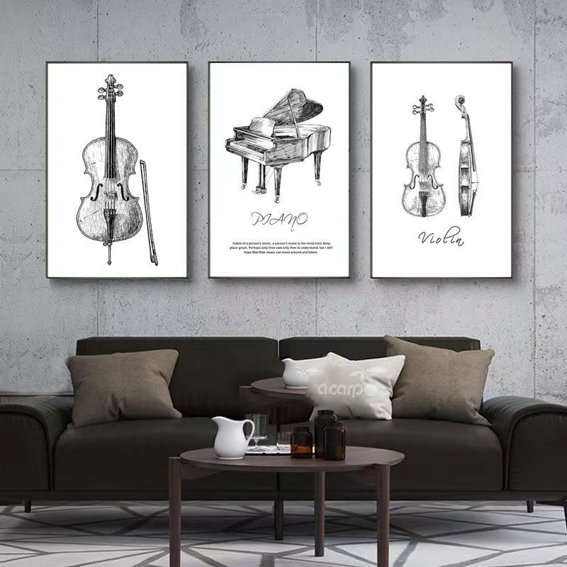Musical Instrument Photo - Canvas Painting Modern Minimalist Piano Violin