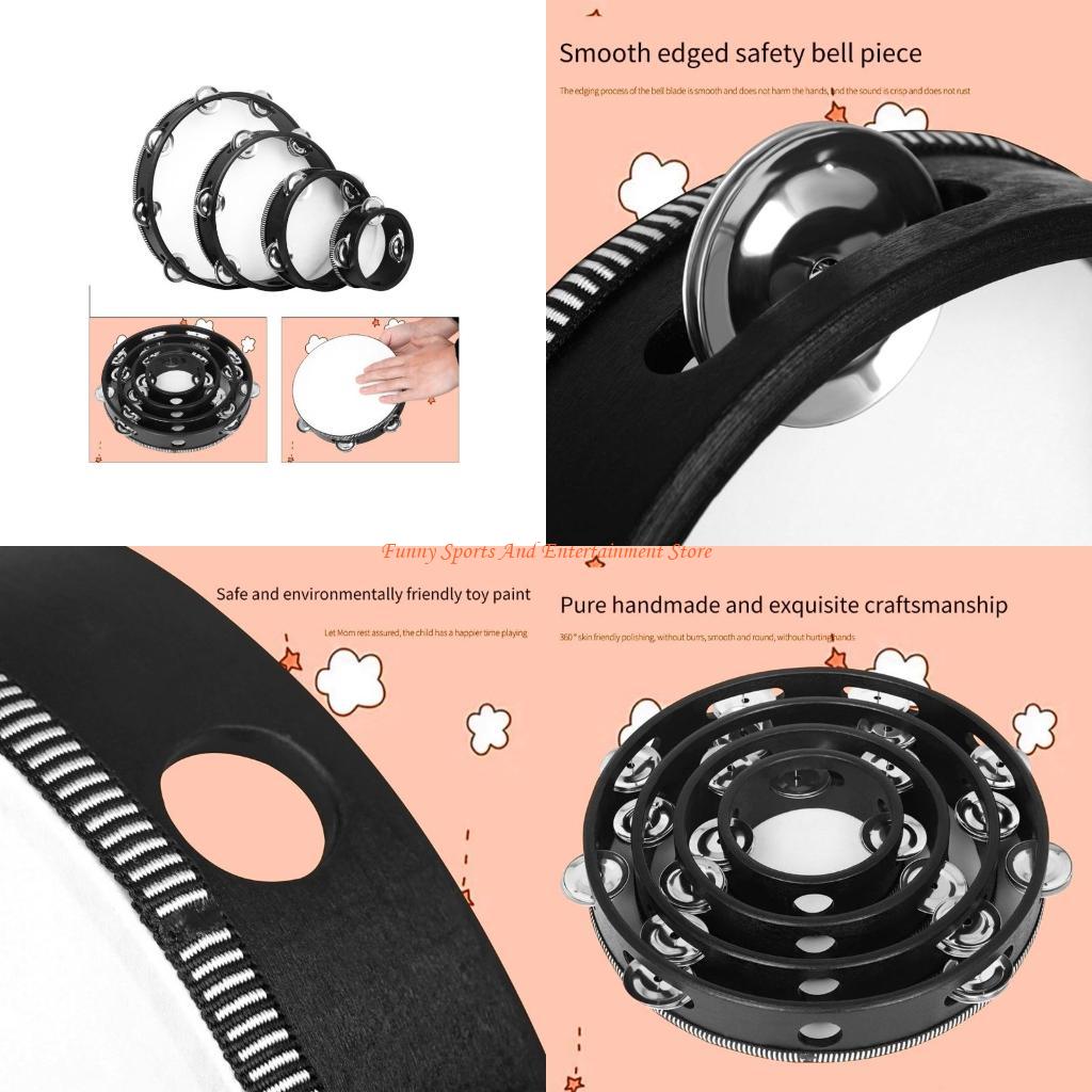 Musical Instrument I Play - C4DE 4pcs Double Row Bells Tambourine