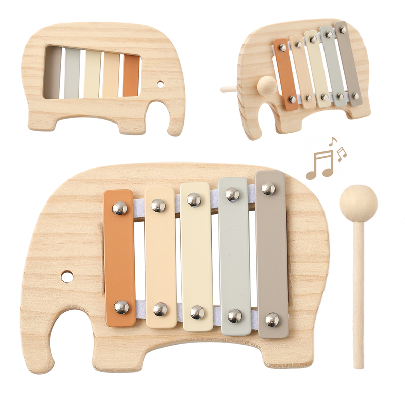 Musical Instrument Rattle - Baby Montessori Toy Cartoon Elephant Percussion