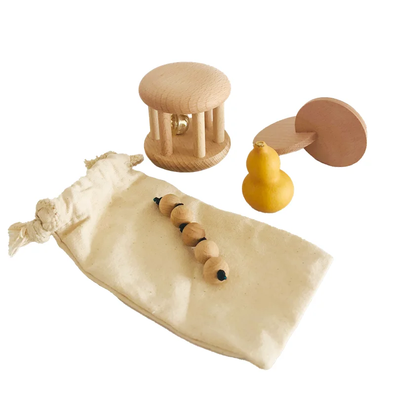 Musical Instrument Rattle - Montessori Wood Bell Rattle Interlocking Discs