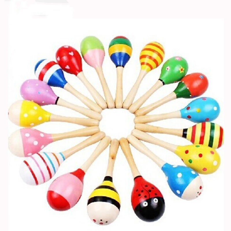 Musical Instrument Rattle - 2pcs Colorful Wooden Small Rattles Maracas