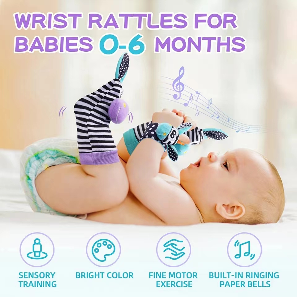 Baby Infant Wrist Rattle Socks - Musical Instrument Rattle 评论和价格