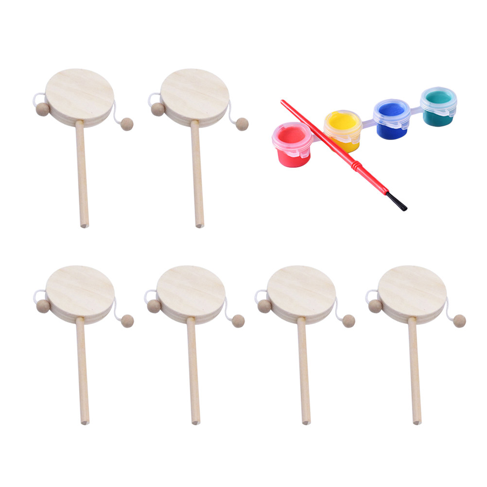 1Set DIY Rattle Drum Wooden Un - Musical Instrument Rattle 评论和价格